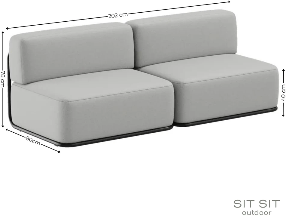 Sofa Sitsit Baldų sistema, STRAW 2', 0.8x2.04x0.78 m, Pilka