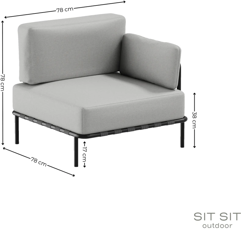 Sofa Sitsit Galinių Modulis, Salve, 78x78x78 cm, Pilka