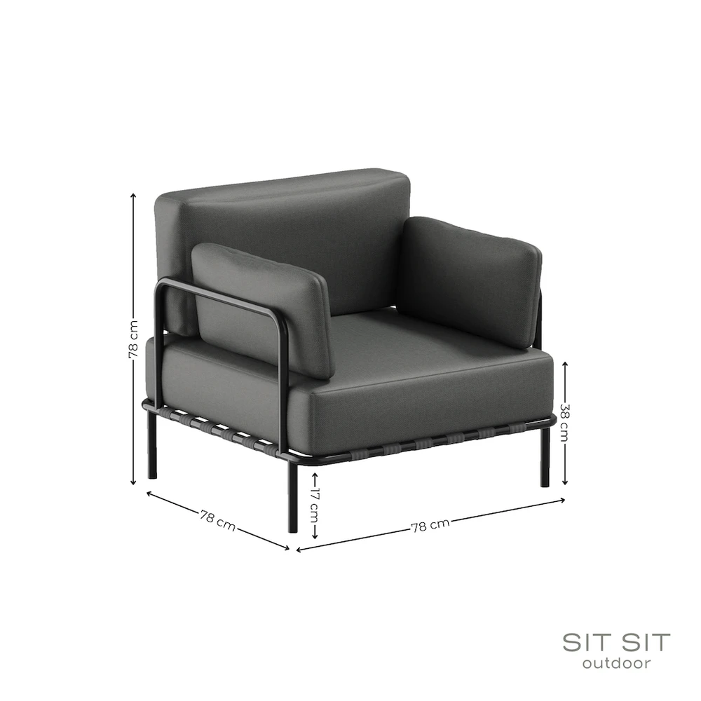 Fotelis Sitsit Kėdė, Salve, 78x78x78 cm, Tamsiai Pilka