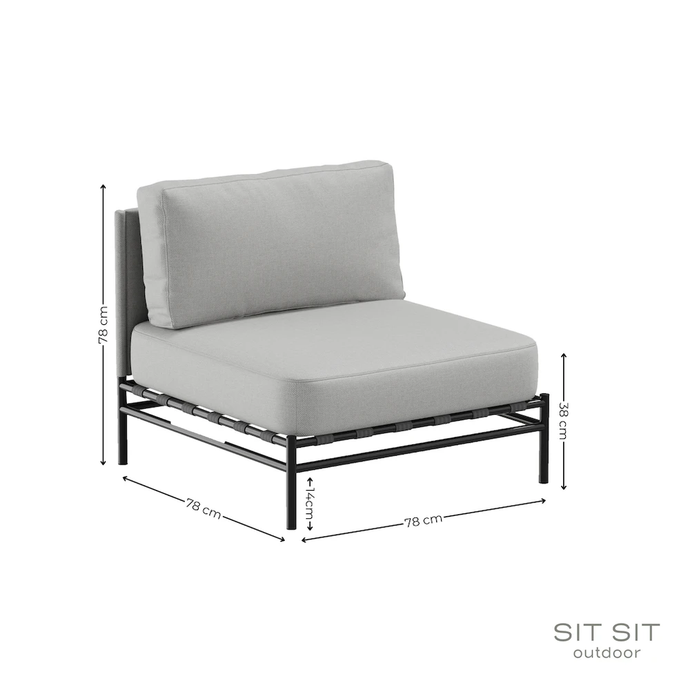 Sofa Sitsit Lauko Baldai, Dandy Vieno Modulio, 78x78x78 cm, Pilka