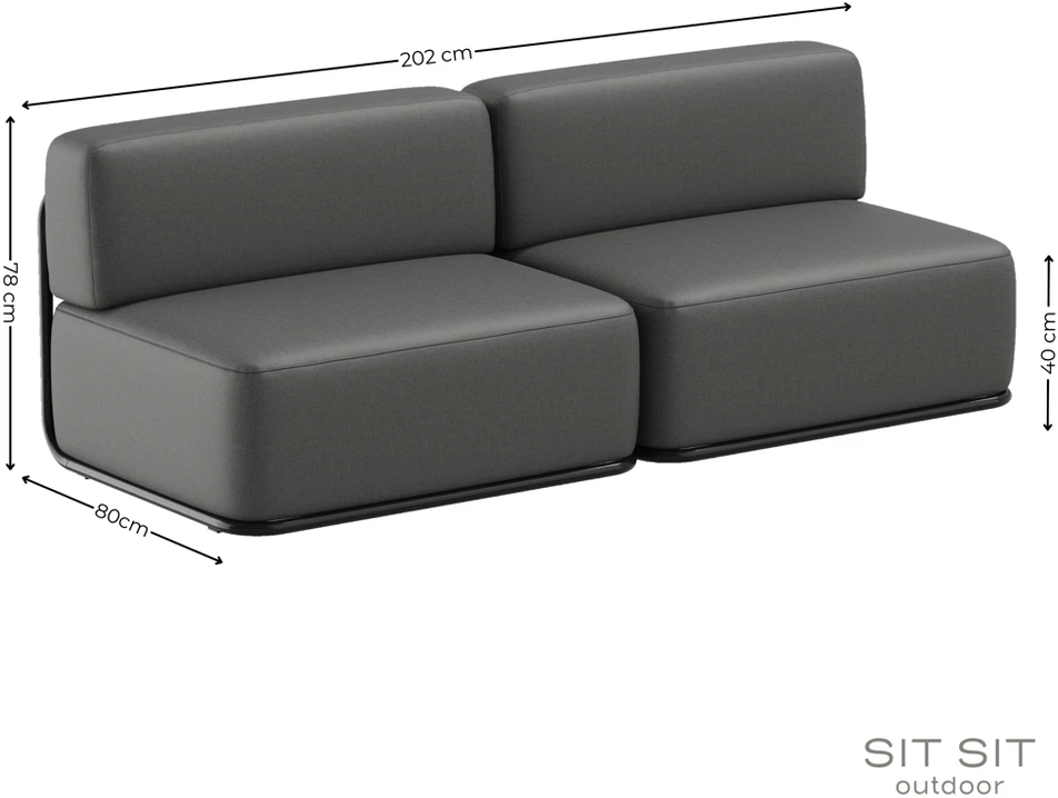 Sofa Sitsit Lauko baldų rinkinys, STRAW, 0.8x2.04x0.78 m, Tamsiai pilka