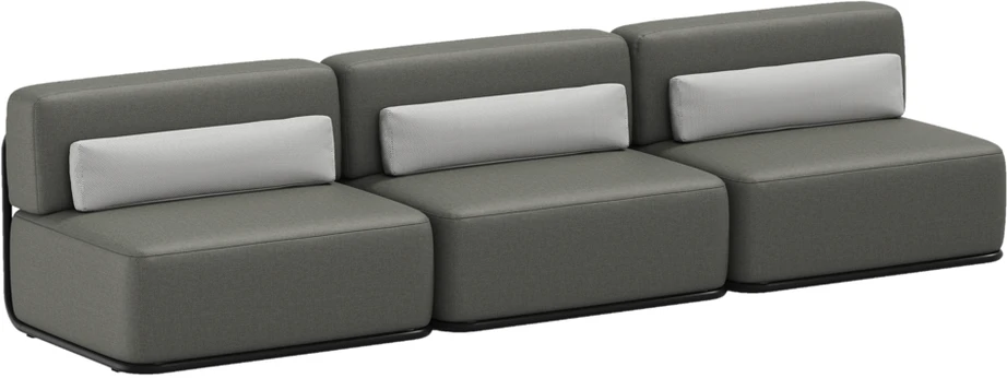 Sofa Sitsit Lauko Baldų Rinkinys, STRAW, 0.8x3.06x0.78 m, Tamsiai Pilka