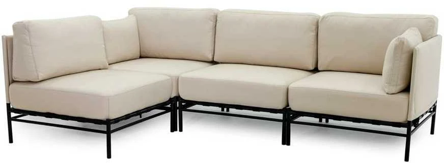 Lauko modulinės baldai, DANDY 3 + vienas modulis, 156x234x78 cm, kreminė spalva
