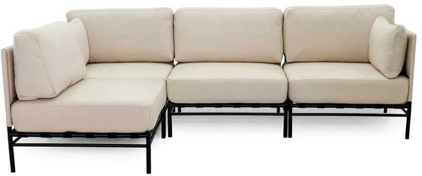 Lauko modulinės baldai, DANDY 3 + vienas modulis, 156x234x78 cm, kreminė spalva