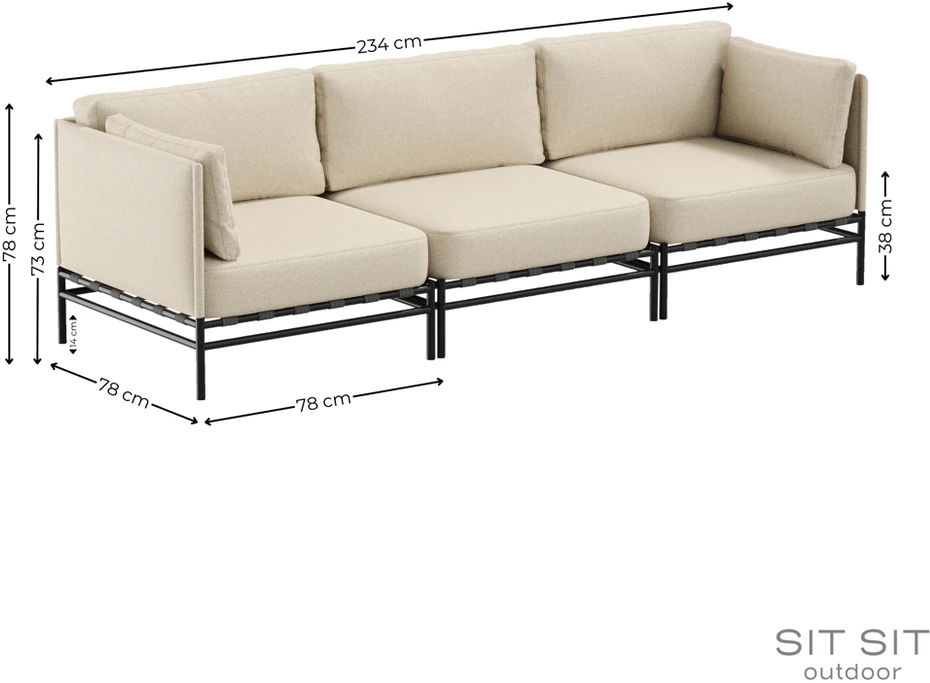 Lauko moduliniai baldai, Dandy, 0.78x2.34x0.78 m, kreminė