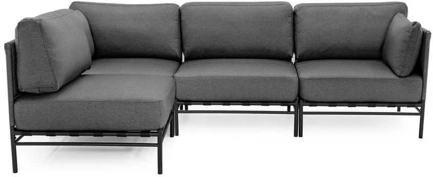 Sofa Sitsit Lauko moduliniai baldai, DANDY 3 + vienas modulis, 156x234 cm, tamsiai pilka spalva