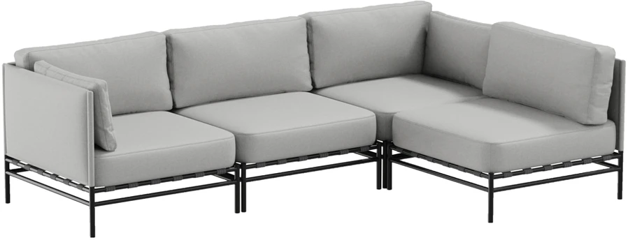 Sofa Sitsit Lauko moduliniai baldai, "Dandy 3 + Single Module", 156x234x78 cm, pilka spalva