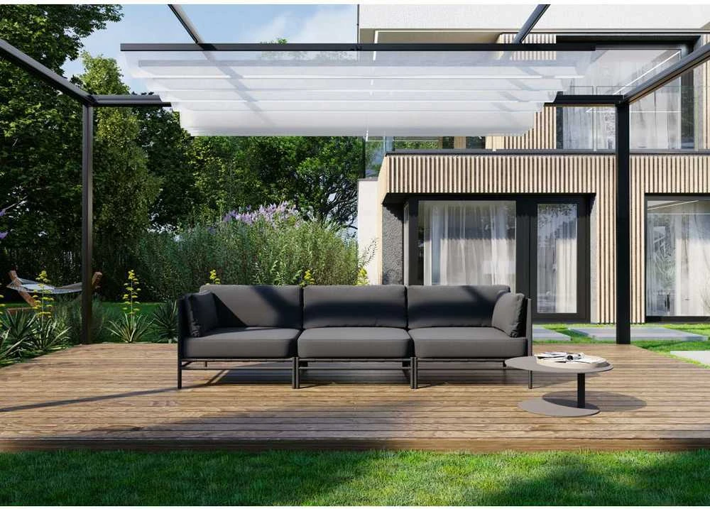 Sofa Sitsit Lauko moduliniai baldai, "Dandy" vienetinis modulis, 78x78x78 cm, tamsiai pilka spalva