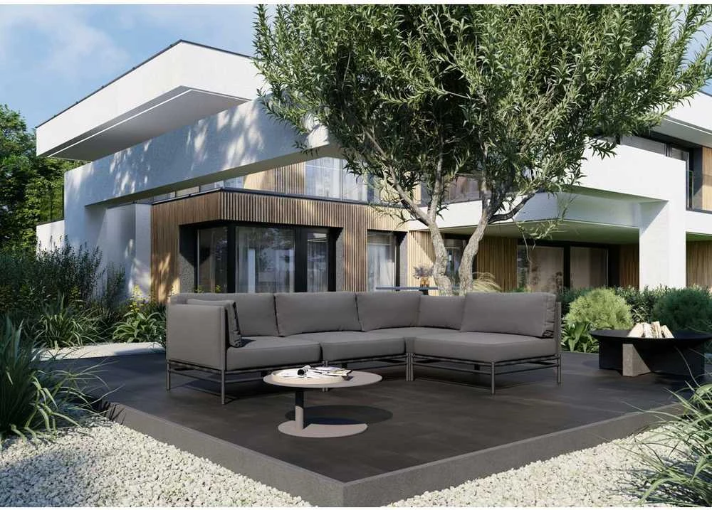 Sofa Sitsit Lauko moduliniai baldai, "Dandy" vienetinis modulis, 78x78x78 cm, tamsiai pilka spalva