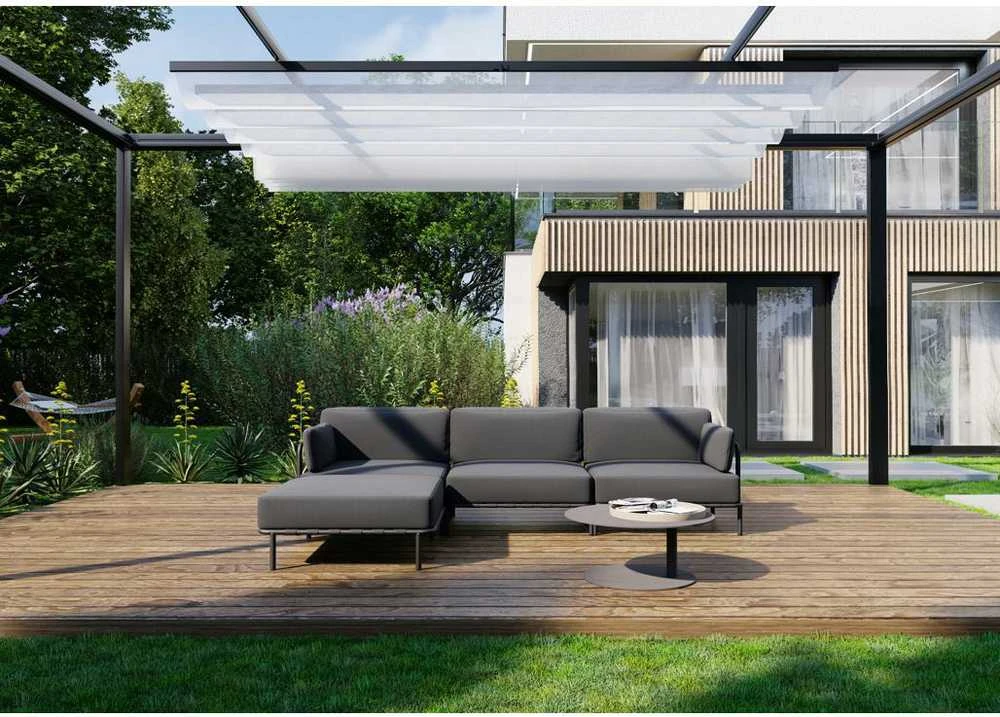 Sofa Sitsit Modulinės Baldai, SALVE 3' + Pufas, 156x234x78 cm, Tamsiai Pilka