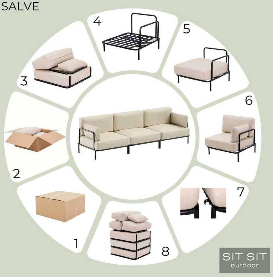 Sitsit Sofa, Salve, 78x234 cm, Pilka