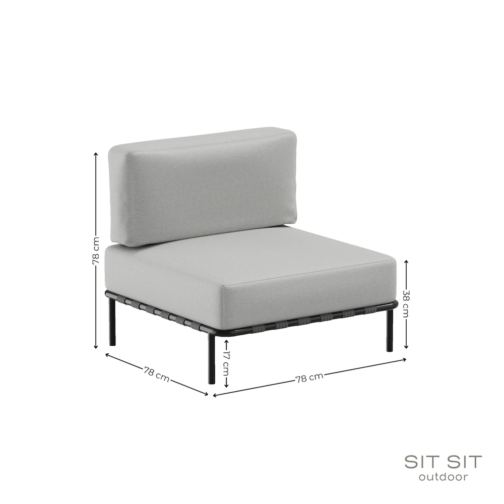 Sofa Sitsit Vieno Modulio Baldai, Salve, 78x78x78 cm, Pilka