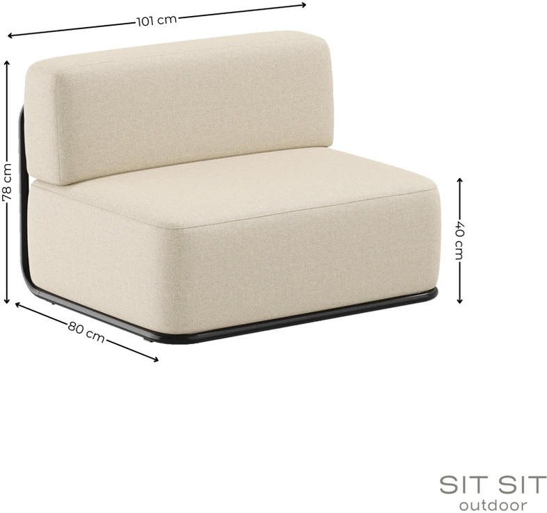 Sofa Sitsit Vieno Modulio Baldai, Šiaudai, 0.8x1.02x0.78 m, Bežinė Spalva