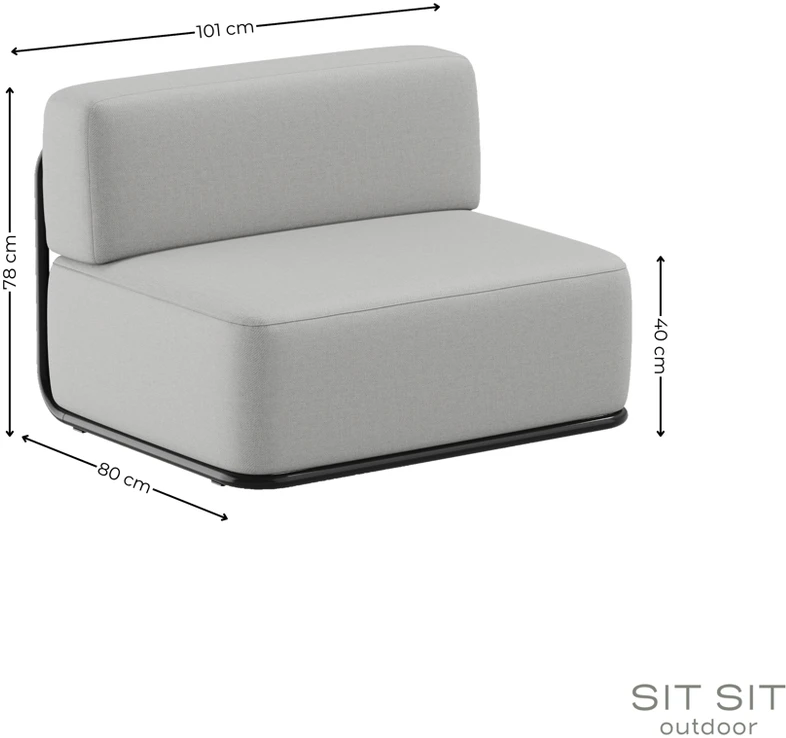 Sofa Sitsit Vieno Modulio Baldai, Šiaudai, 80x102x78 cm, Pilka