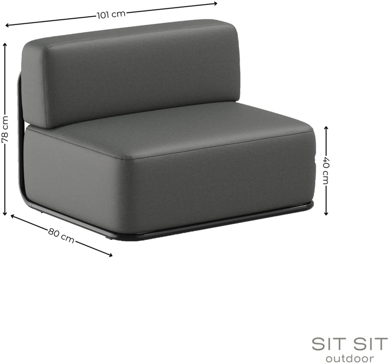 Sofa Sitsit Vieno Modulio Baldas, Šiaudai, 0.8x1.02x0.78 m, Tamsiai Pilka