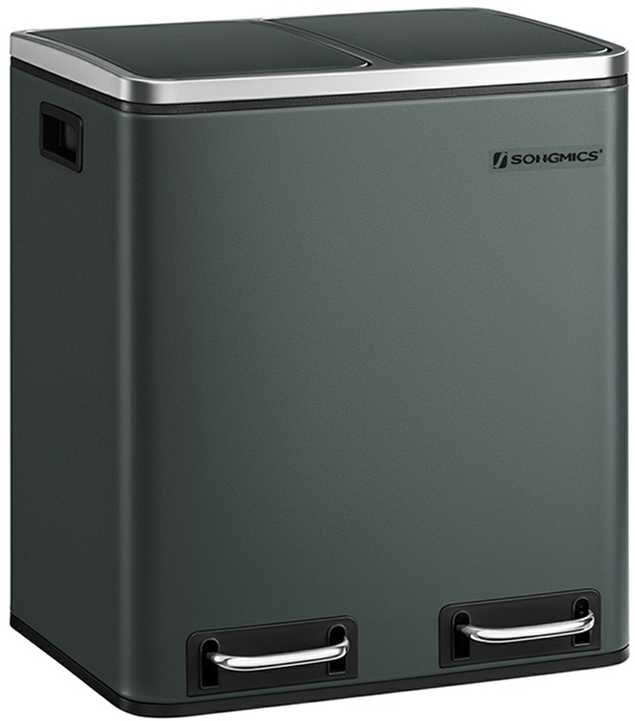 SONGMICS virtuvinė šiukšliadėžė su pedalu, 2 skyriai po 15 l, B07XMNL9XN