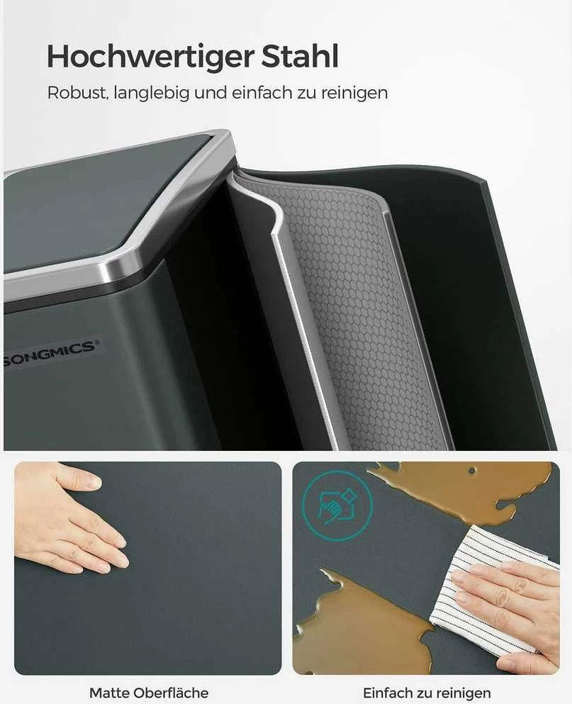 Songmics 30 litrų metalinė šiukšlių dėžė