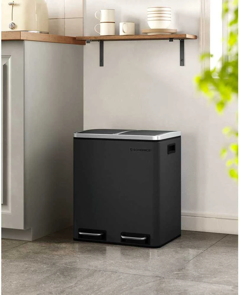 Songmics Atliekų dėžė 30 L juoda