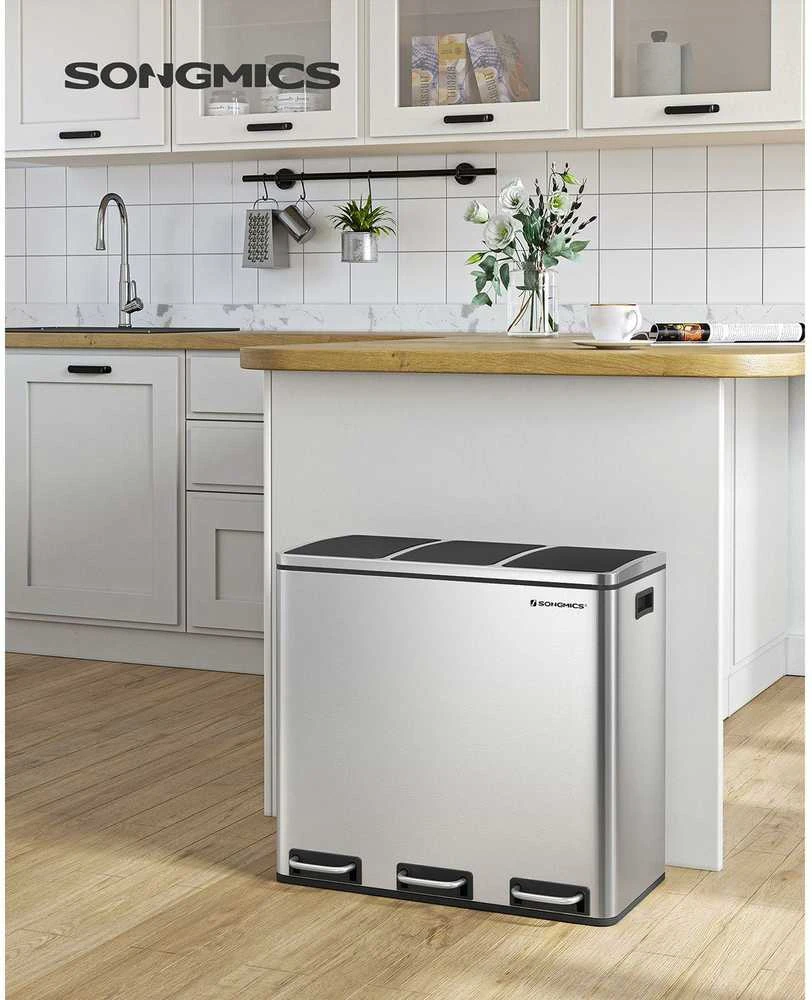 Songmics 54 litrų talpos šiukšliadėžė (3 x 18 l)