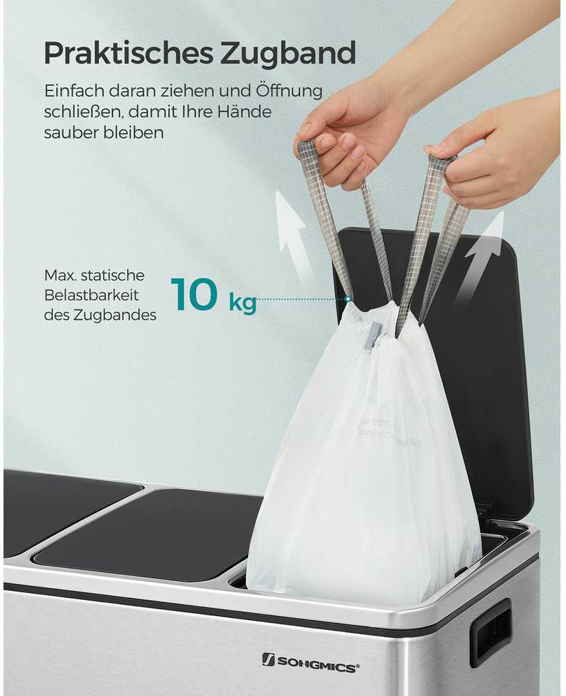 Songmics 15-20 litrų talpos šiukšliadėžių įdėklai su virvele 3 x 40 vnt.
