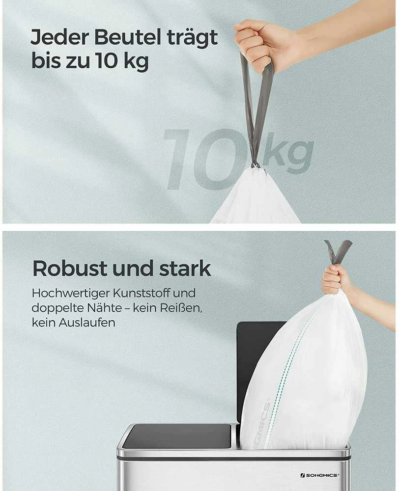 Songmics Šiukšliadėžės įdėklas su virvele baltos spalvos