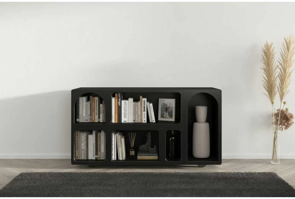 Skandica Knygų lentyna, Visby OLIMPIA, 140x75 cm, Juoda