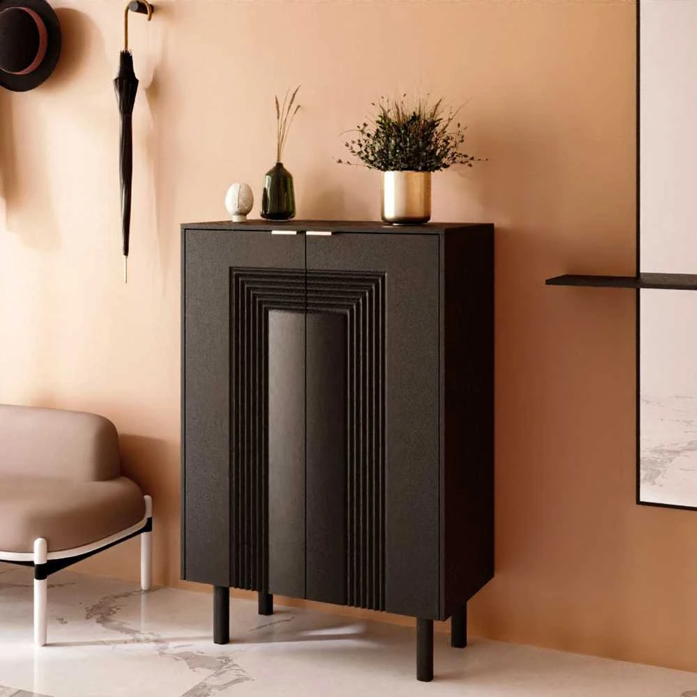 Skandica Komoda, Dancan YOKO, 80x40x120 cm, Juoda