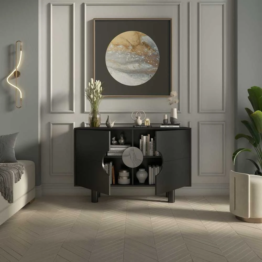 Skandica Komoda, Dancan ZOE, 140x90 cm, Juoda