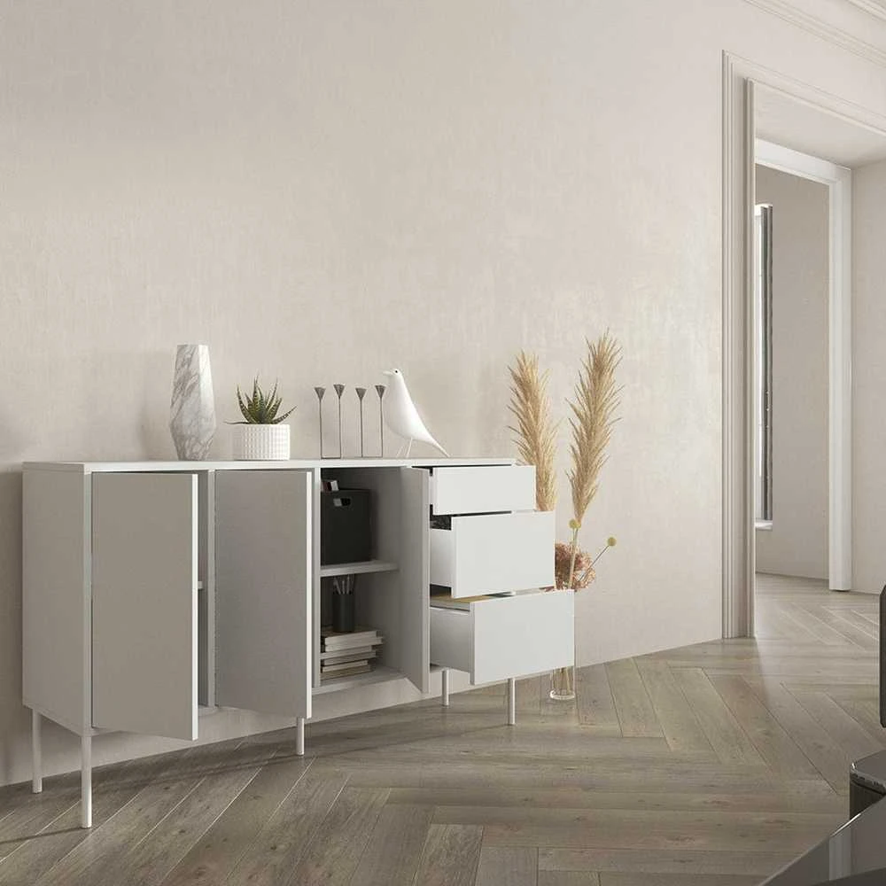 Skandica Komoda, MIRKA, 130x78 cm, Balta