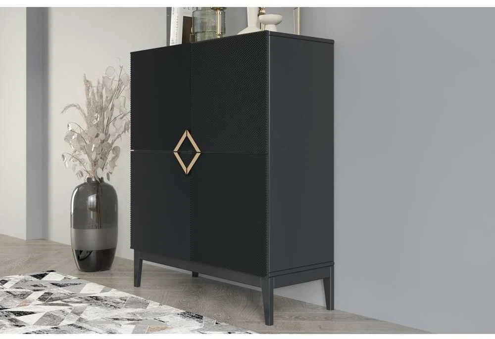 Skandica Komoda, Visby DEMI HIGH, 100.5x120.5 cm, Juoda