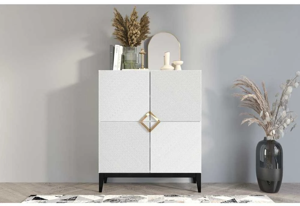 Skandica Komoda, Visby DEMI HIGH, 100,5x120,5 cm, Balta