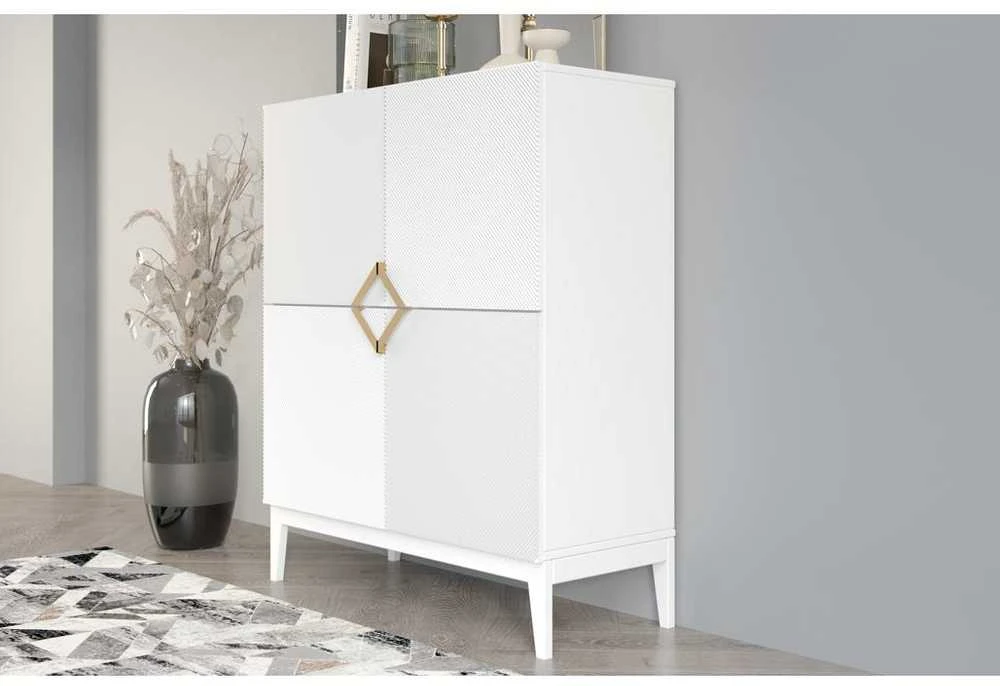 Skandica Komoda, Visby DEMI HIGH, 100.5x120.5 cm, Balta