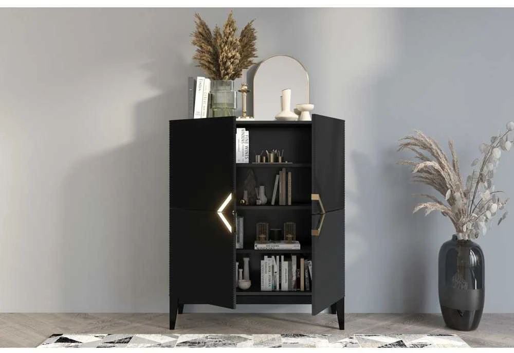 Skandica Komoda, Visby DEMI HIGH, 100.5x120.5 cm, Juoda