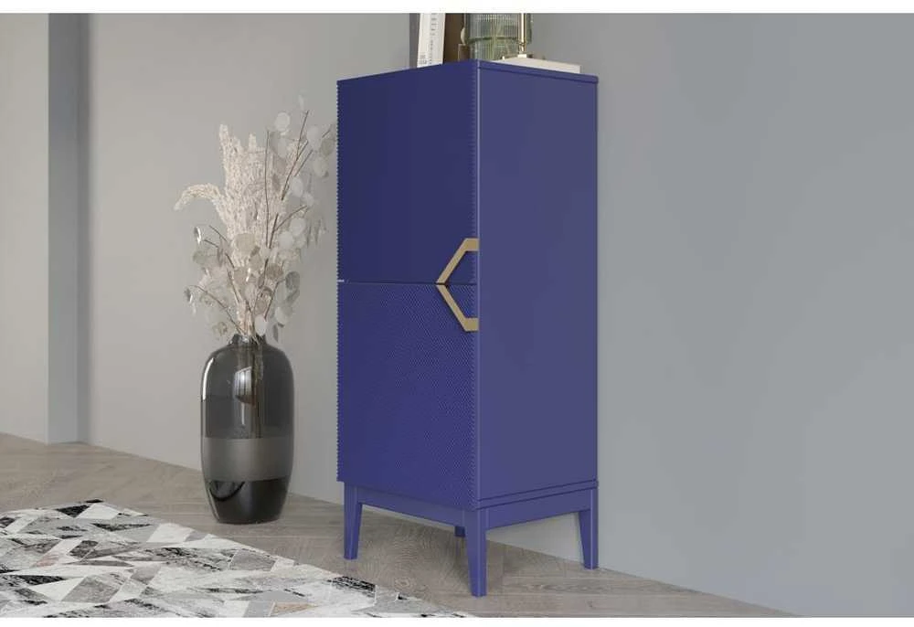 Skandica Komoda, Visby DEMI HIGH 2D, 50.5x120.5 cm, Tamsiai mėlyna