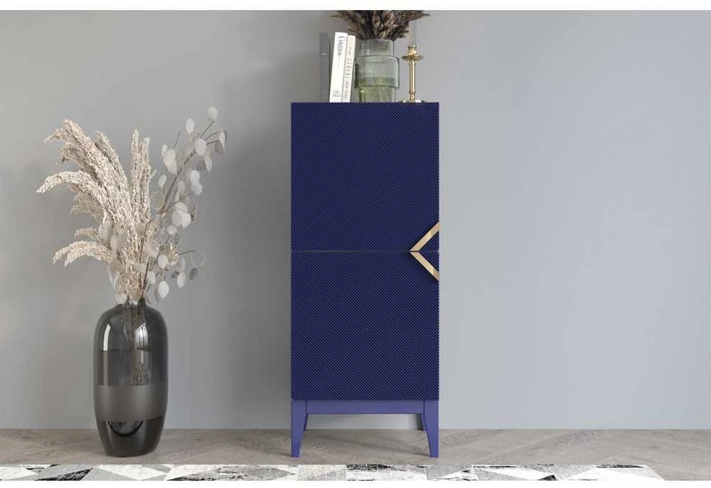 Skandica Komoda, Visby DEMI HIGH 2D, 50.5x120.5 cm, Tamsiai mėlyna