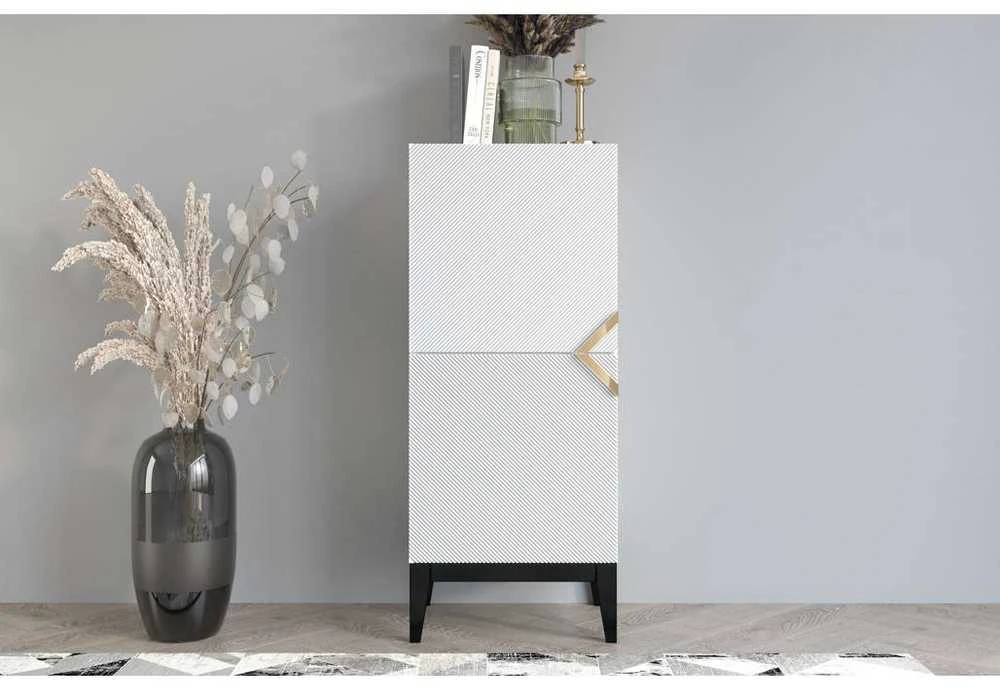 Skandica Komoda, Visby DEMI HIGH 2D, 50.5x120.5 cm, Balta
