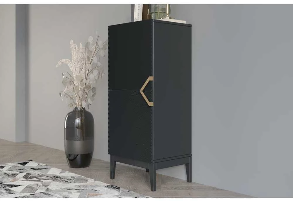 Skandica Komoda, Visby DEMI HIGH 2D, 50.5x42 cm, Juoda