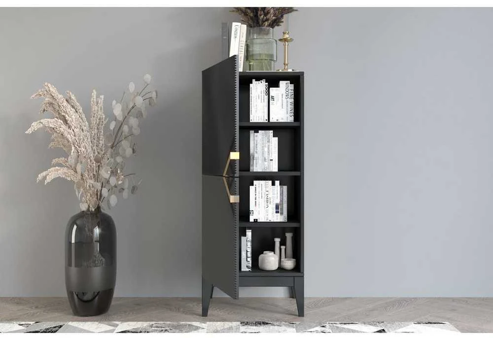 Skandica Komoda, Visby DEMI HIGH 2D, 50.5x42 cm, Juoda