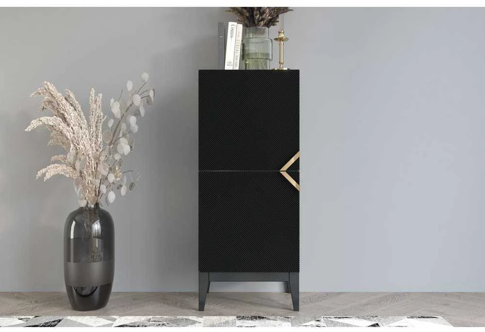 Skandica Komoda, Visby DEMI HIGH 2D, 50.5x42 cm, Juoda