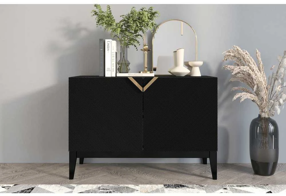 Skandica Komoda, Visby DEMI LONG 2D, 100x70 cm, Juoda