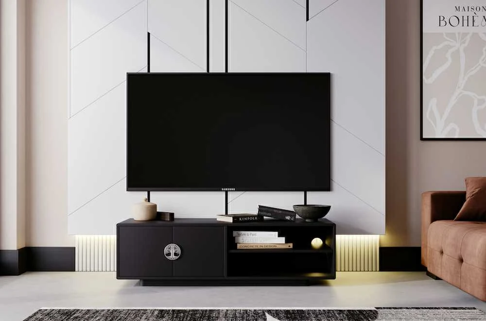 TV staliukas Skandica TV spintelė, Dancan LOTTA, 139x40 cm, Juoda