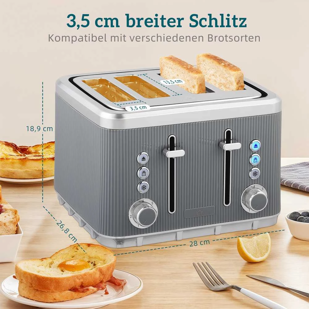 Skrudintuvas Aosom Virdulio ir skrudintuvo rinkinys, 1,7 l 2200 W virdulys, 28x26,8x18,9 cm, pilka, nerūdijantis plienas