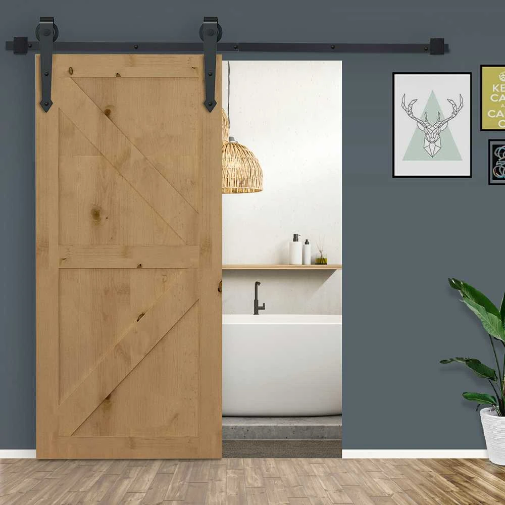 HOMCOM stumdomų durų furnitūros komplektas 200 cm, su bėgeliais, ratukais, apsauga nuo nušokimo, durų stabdikliais, anglinio plieno stumdomų durų sistema, juodos spalvos