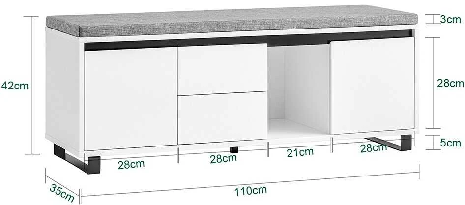 Batai, SoBuy FSR176-W, 110x35x42 cm