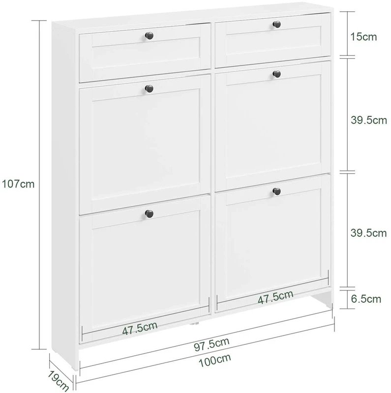 Sobuy Batų spintelė 100x19x107 cm balta, MDF