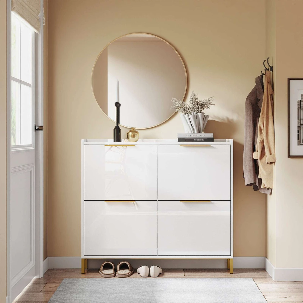 Sobuy Batų spintelė, 100x19x90 cm, balta, su saugykla