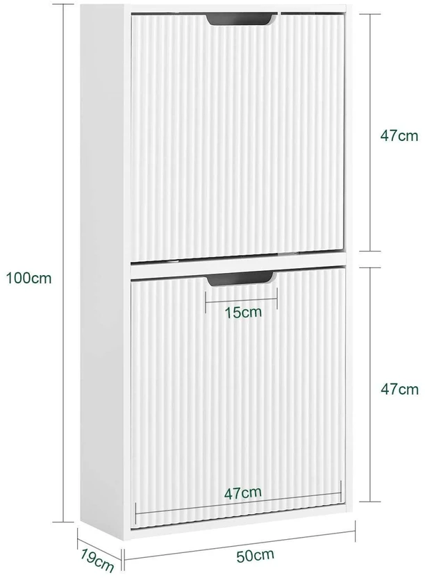 Sobuy Batų spintelė, 50x19x100 cm, Balta, MDF
