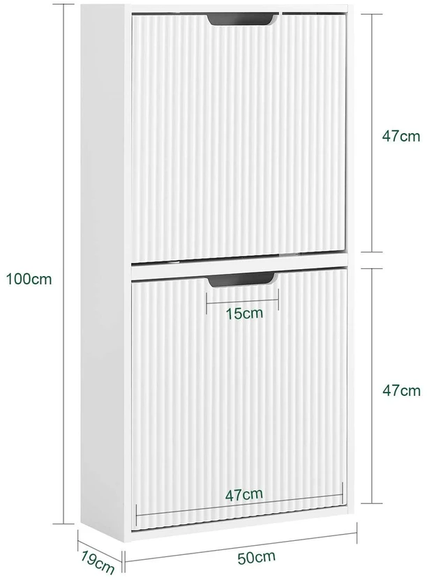 Sobuy Batų spintelė, 50x19x100 cm, Balta, MDF