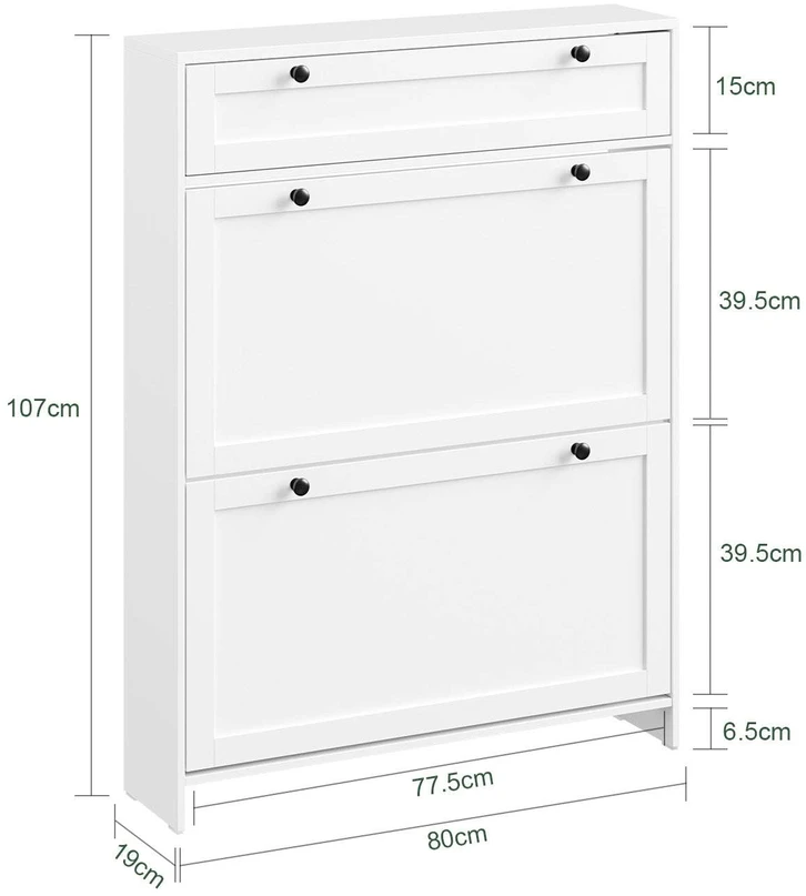 Sobuy Batų spintelė, 80x19x107 cm, balta, MDF