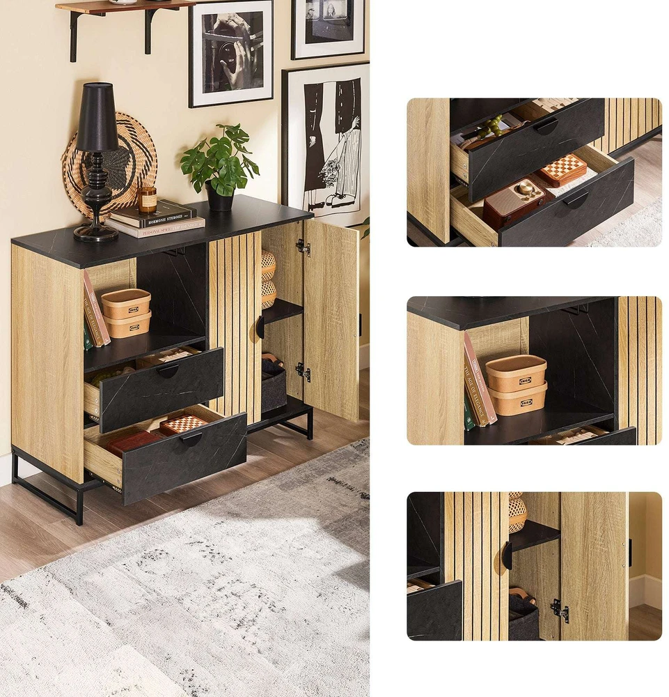Sobuy Bufetas 107x40x85 cm Ąžuolas/Juoda, su sandėliavimo vieta